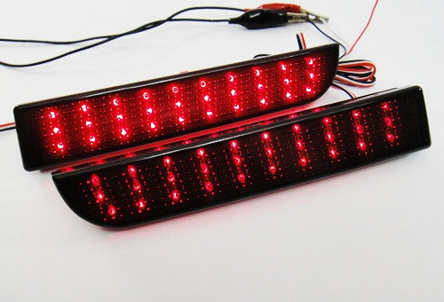 2x LED Bumper Reflector Black Smoked lens Tail Brake Light lamp Red 2008+ Mitsubishi Lancer EVO X