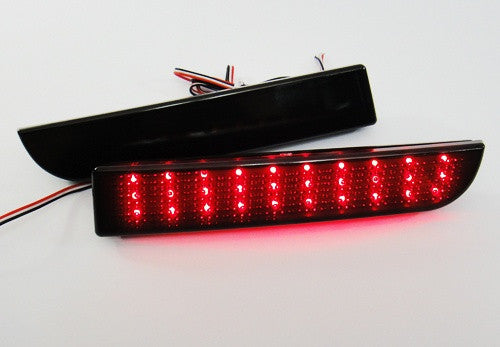 2x LED Bumper Reflector Black Smoked lens Tail Brake Light lamp Red 2008+ Mitsubishi Lancer EVO X
