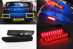 2x LED Bumper Reflector Black Smoked lens Tail Brake Light lamp Red 2008+ Mitsubishi Lancer EVO X