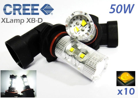 2 pieces of 9005 HB3 9145 H10 9140 10X CREE XB-D LED Projector Light bulb 50W white