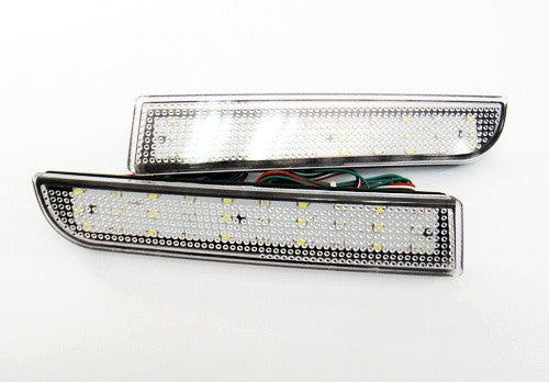 2x LED Bumper Reflector Clear lens Tail Brake Light Red Backup lamp White 2008+ Mitsubishi Lancer EVO X