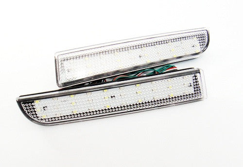 2x LED Bumper Reflector Clear lens Tail Brake Light Red Backup lamp White 2008+ Mitsubishi Lancer EVO X