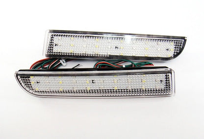 2x LED Bumper Reflector Clear lens Tail Brake Light Red Backup lamp White 2008+ Mitsubishi Lancer EVO X