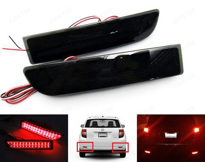 2x LED Bumper Reflector Black Smoked lens Tail Brake Light lamp Red Toyota RAV4 Scion xD