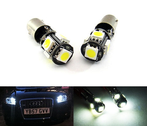 2 pieces of 5 High Power SMD LED No Error 233 BA9s T4W light bulb white