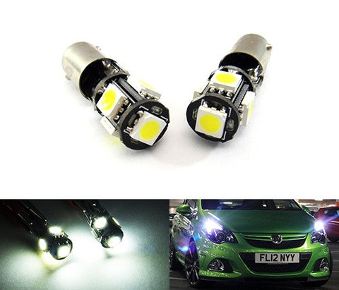 2 pieces of 5 High Power SMD LED No Error 233 BA9s T4W light bulb white