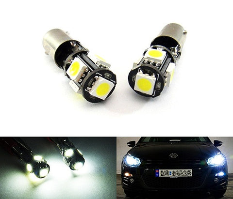 2 pieces of 5 High Power SMD LED No Error 233 BA9s T4W light bulb white