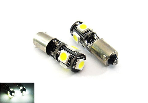 2 pieces of 5 High Power SMD LED No Error 233 BA9s T4W light bulb white
