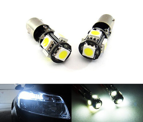 2 pieces of 5 High Power SMD LED No Error 233 BA9s T4W light bulb white