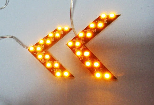 2 pieces of 14 SMD LED Side Mirror Turn Signal Arrow Panel Light Amber