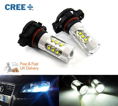 2 pieces of H16 PS19W 5202 9009 16x CREE XB-D LED Projector Light bulb 80W white