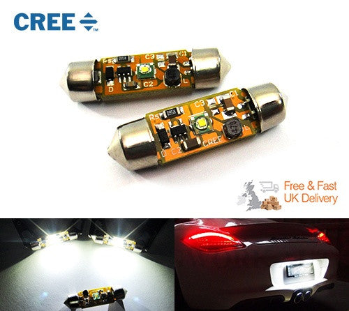 2x CREE Error Free high power XP-E LED 37mm C5W 272 6418 Festoon light bulb white