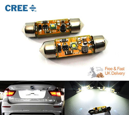 2x CREE Error Free high power XP-E LED 37mm C5W 272 6418 Festoon light bulb white