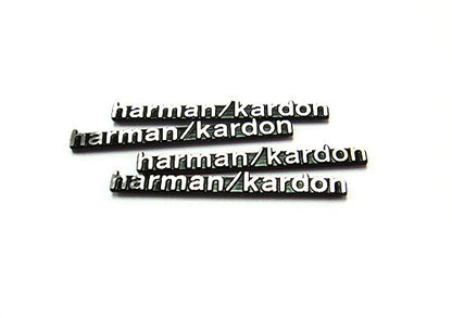 4x harman kardon style aluminium emblem badge sticker chrome 43x5mm