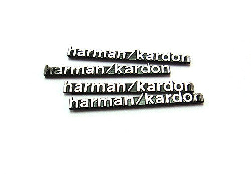 4x harman kardon style aluminium emblem badge sticker chrome 43x5mm