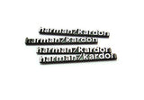4x harman kardon style aluminium emblem badge sticker chrome 43x5mm