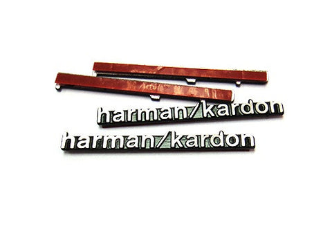 4x harman kardon style aluminium emblem badge sticker chrome 43x5mm