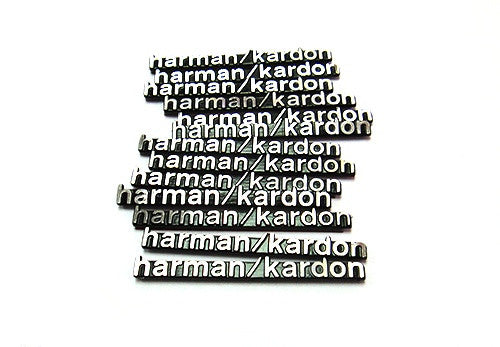 4x harman kardon style aluminium emblem badge sticker chrome 43x5mm