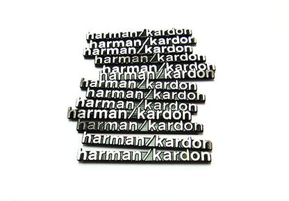 4x harman kardon style aluminium emblem badge sticker chrome 43x5mm