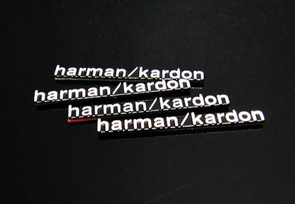 4x harman kardon style aluminium emblem badge sticker chrome 43x5mm