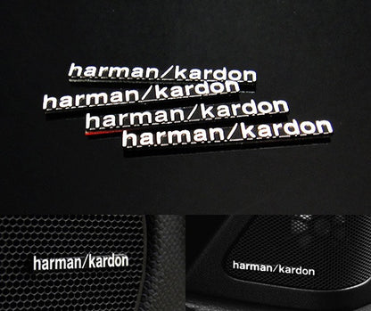 4x harman kardon style aluminium emblem badge sticker chrome 43x5mm
