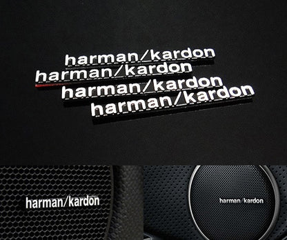 4x harman kardon style aluminium emblem badge sticker chrome 43x5mm