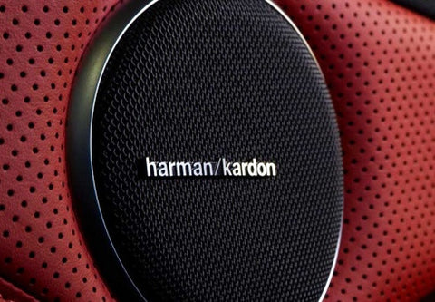 4x harman kardon style aluminium emblem badge sticker chrome 43x5mm