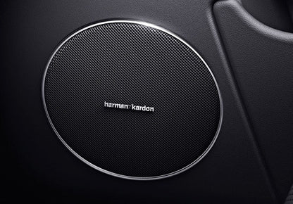 4x harman kardon style aluminium emblem badge sticker chrome 43x5mm