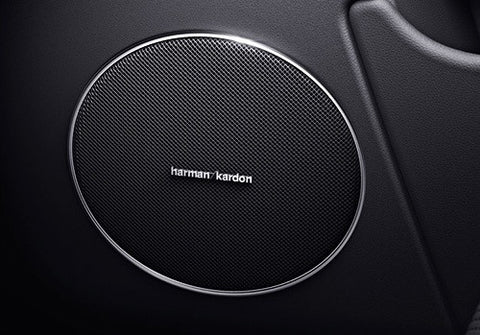 4x harman kardon style aluminium emblem badge sticker chrome 43x5mm