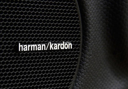 4x harman kardon style aluminium emblem badge sticker chrome 43x5mm