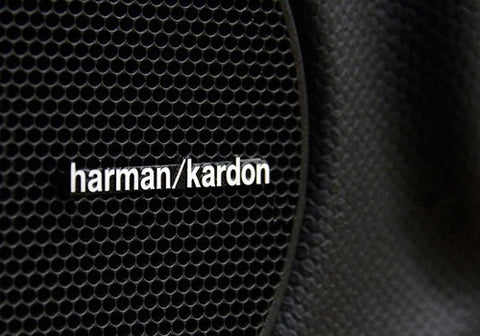 4x harman kardon style aluminium emblem badge sticker chrome 43x5mm