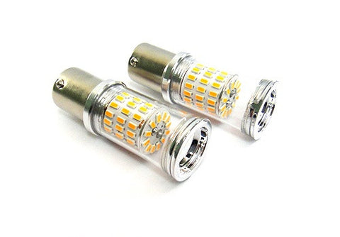 2 pieces of PY21W 581 BAU15s Diffusion Mirror 60 SMD LED Light 18W amber