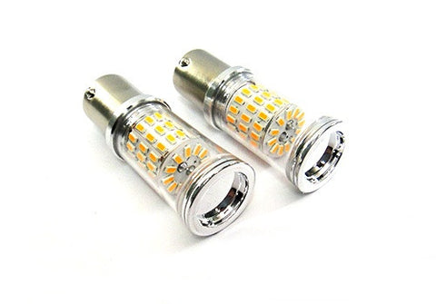 2 pieces of PY21W 581 BAU15s Diffusion Mirror 60 SMD LED Light 18W amber