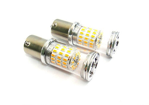 2 pieces of PY21W 581 BAU15s Diffusion Mirror 60 SMD LED Light 18W amber