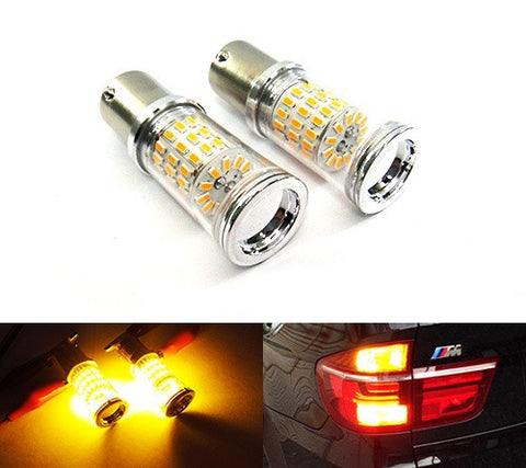 2 pieces of PY21W 581 BAU15s Diffusion Mirror 60 SMD LED Light 18W amber