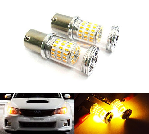 2 pieces of PY21W 581 BAU15s Diffusion Mirror 60 SMD LED Light 18W amber