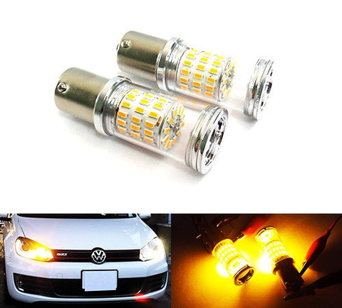 2 pieces of PY21W 581 BAU15s Diffusion Mirror 60 SMD LED Light 18W amber