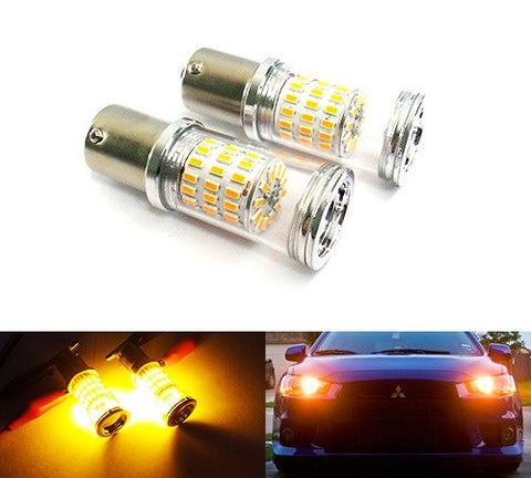 2 pieces of PY21W 581 BAU15s Diffusion Mirror 60 SMD LED Light 18W amber