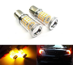 2 pieces of PY21W 581 BAU15s Diffusion Mirror 60 SMD LED Light 18W amber