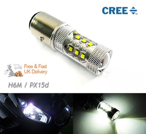 1 piece of H6 BA20d 16x CREE XB-D LED Projector Headlight Light bulb 80W white