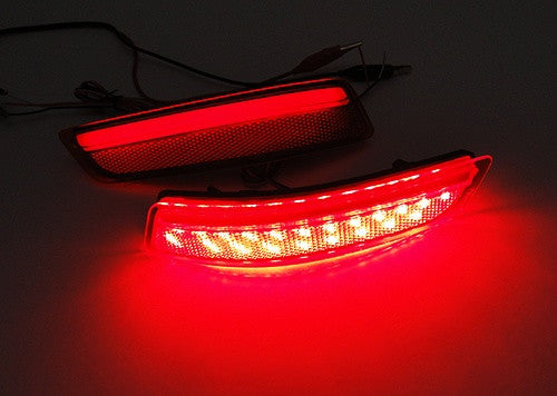 2x LED Bumper Reflector Assembly Red lens Tail Brake Light Red Mazda 3 5 6
