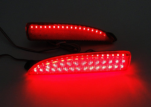 2x LED Bumper Reflector Assembly Red lens Tail Brake Light Red Mazda 3 5 6