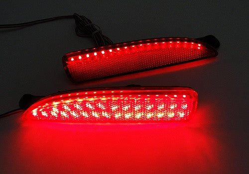 2x LED Bumper Reflector Assembly Red lens Tail Brake Light Red Mazda 3 5 6