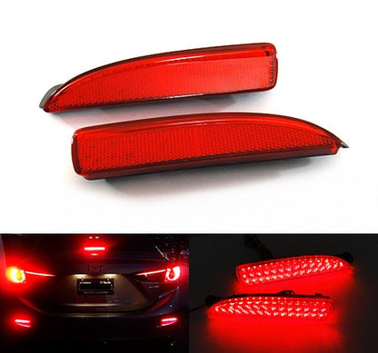 2x LED Bumper Reflector Assembly Red lens Tail Brake Light Red Mazda 3 5 6