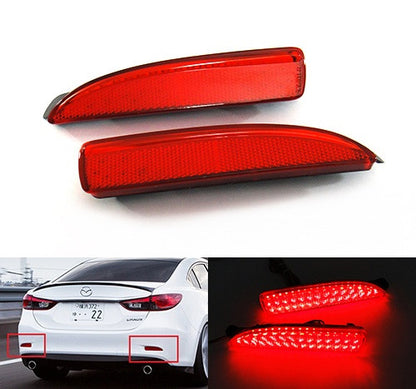 2x LED Bumper Reflector Assembly Red lens Tail Brake Light Red Mazda 3 5 6