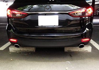 2x LED Bumper Reflector Assembly Red lens Tail Brake Light Red Mazda 3 5 6
