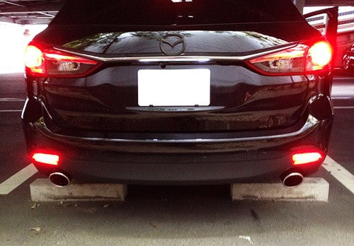 2x LED Bumper Reflector Assembly Red lens Tail Brake Light Red Mazda 3 5 6