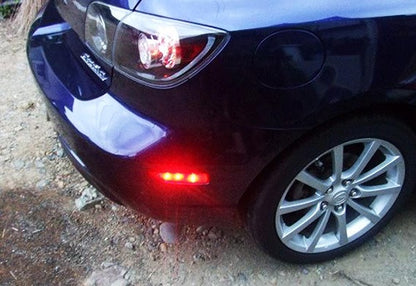 2x LED Bumper Reflector Assembly Red lens Tail Brake Light Red Mazda 3 5 6