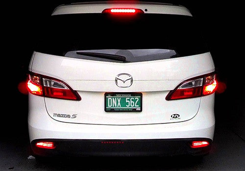 2x LED Bumper Reflector Assembly Red lens Tail Brake Light Red Mazda 3 5 6