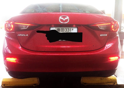 2x LED Bumper Reflector Assembly Red lens Tail Brake Light Red Mazda 3 5 6